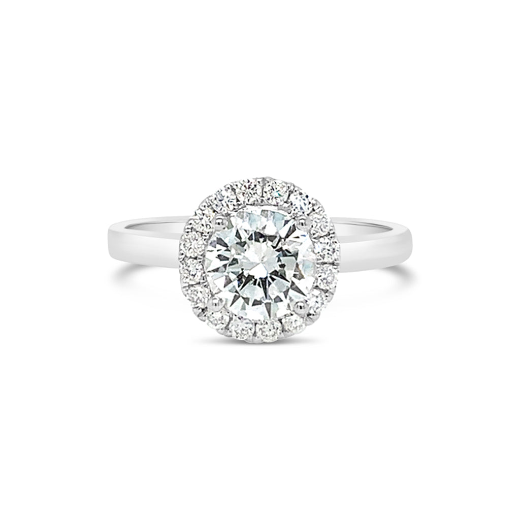 18K White Gold Round Halo Design 0.22 CTW Diamond Set Semi-Mount Engagement Ring