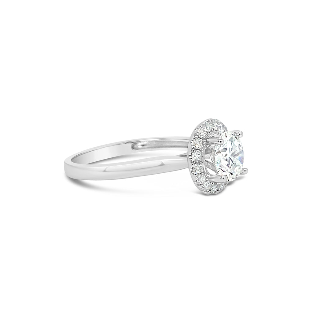 18K White Gold Round Halo Design 0.22 CTW Diamond Set Semi-Mount Engagement Ring