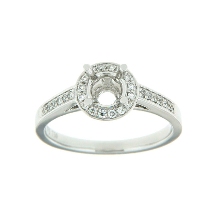 18K White Gold Halo Design 0.17 CTW Diamond Set Engagement Ring Semi-Mount
