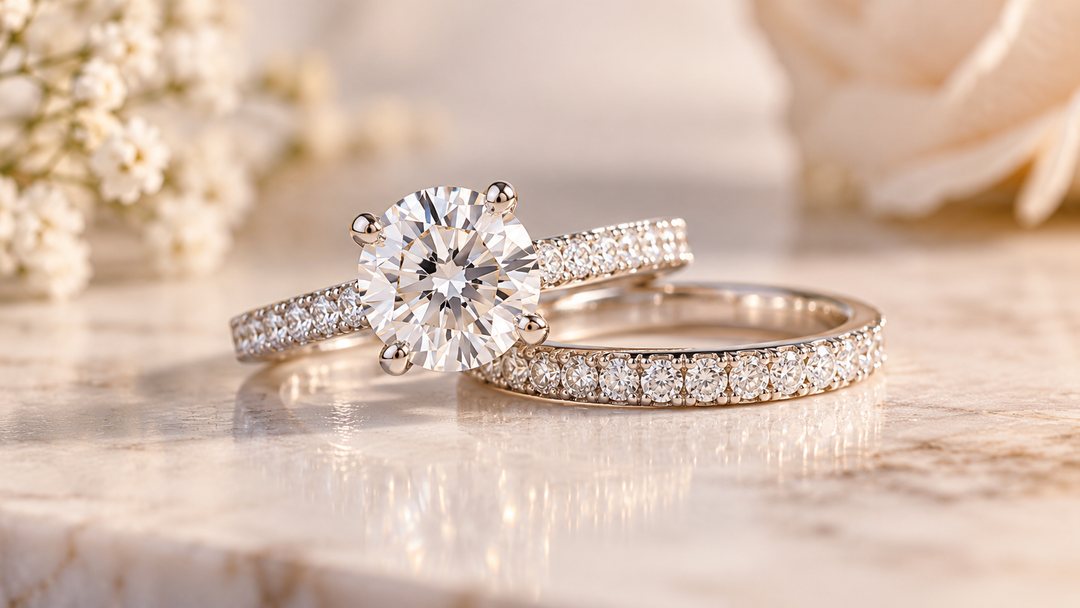 Elegant matching wedding rings