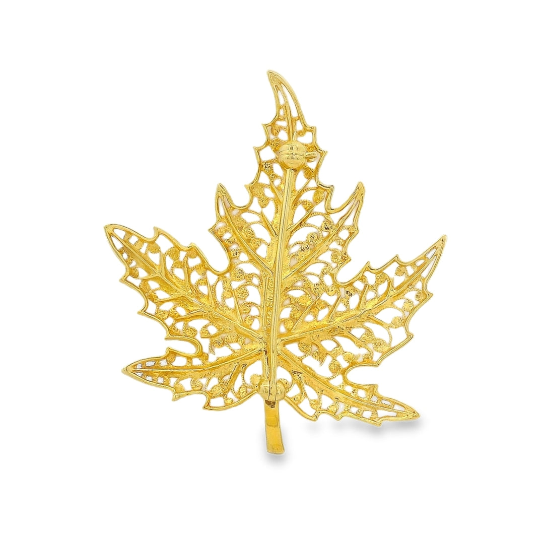 Estate - 14 Karat Yellow Gold Leaf Brooch.