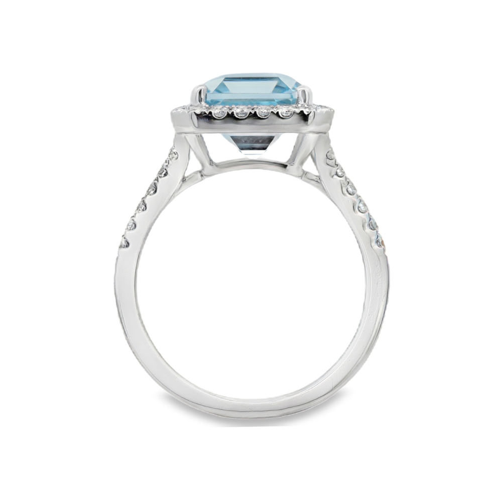 18K White Gold 4.13 CTW Aquamarine And 0.63 CTW Diamond Ring