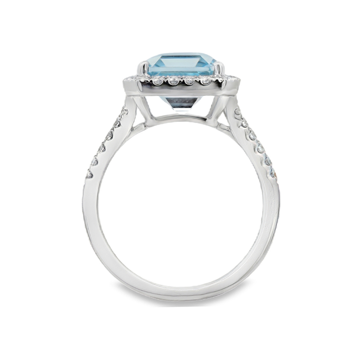 18K White Gold 4.13 CTW Aquamarine And 0.63 CTW Diamond Ring