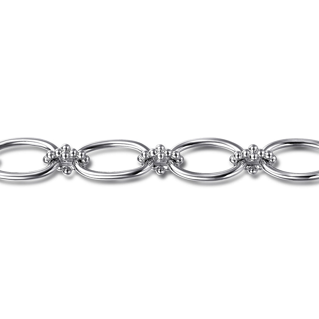 Gabriel & Co. Silver Large Oval Fancy Link Bracelet