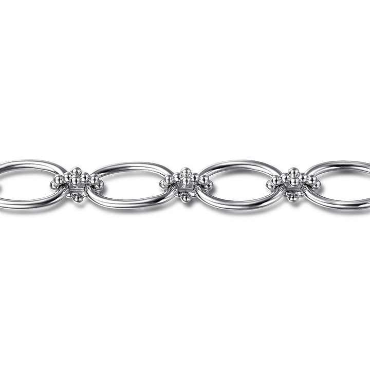 Gabriel & Co. Silver Large Oval Fancy Link Bracelet