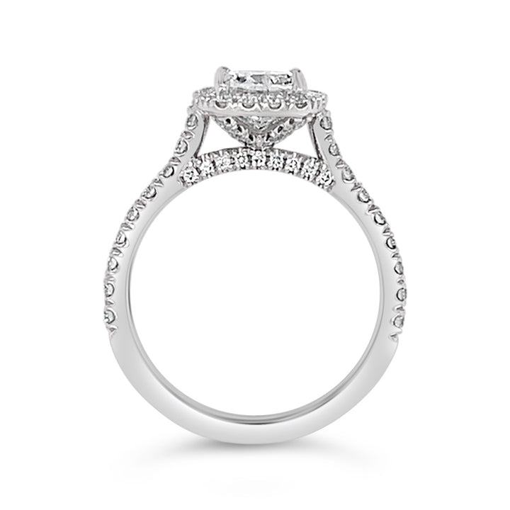 Platinum Cushion Shaped 1.01 CT Diamond Set Halo Engagement Ring