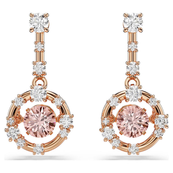 Swarovski Constella Rose Gold-Tone Plated Drop Earrings With Pink Cubic Zirconia 5744239