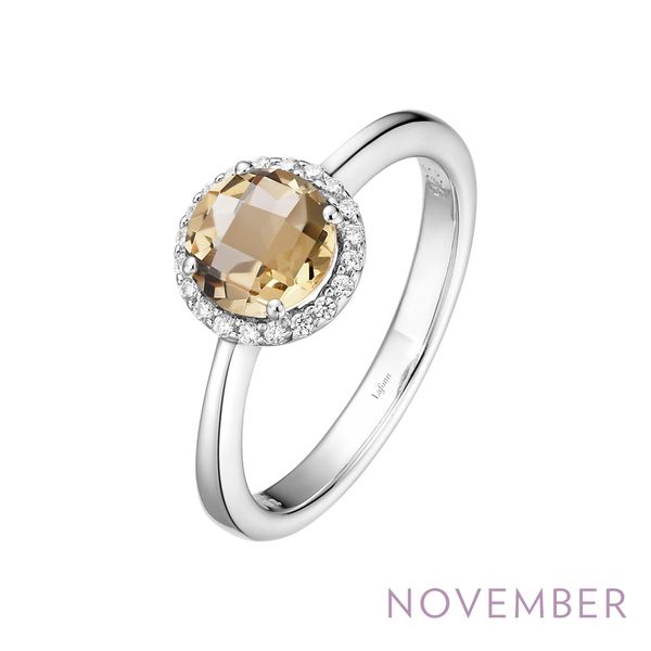 Lafonn Silver Birthstone - November Halo Ring With Citrine