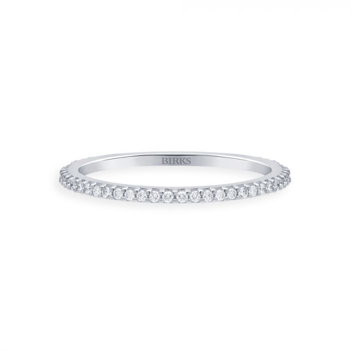 18K White Gold Birks 0.29 CTW Diamond Stacking Ring, Size 7