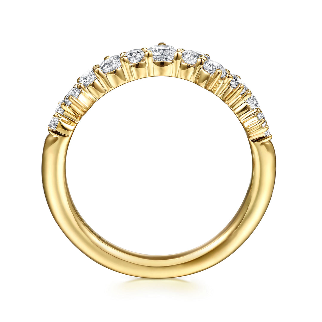 14K Yellow Gold SI G/H 0.50 CTW Diamond Women's Curved Wedding Band