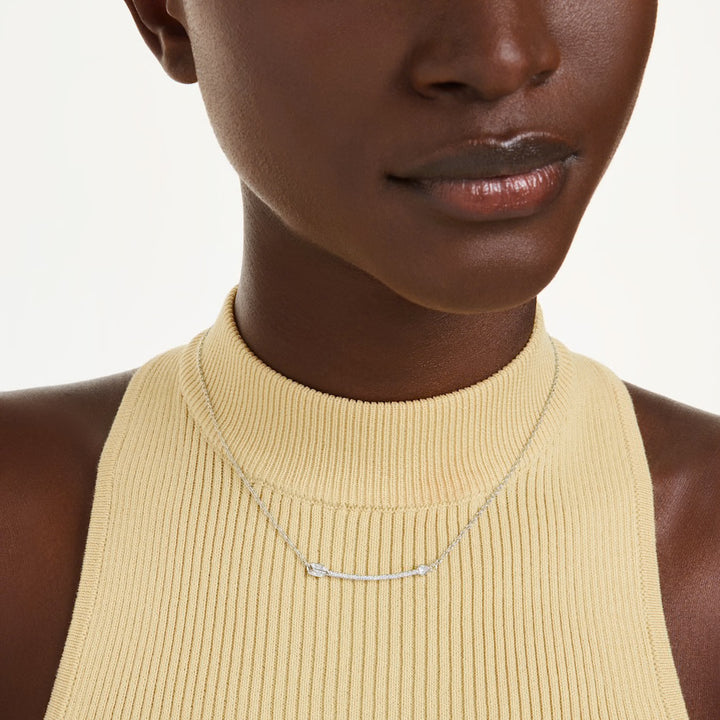 Swarovski Idyllia Rhodium Plated Arrow Necklace With Clear Crystals 5737293