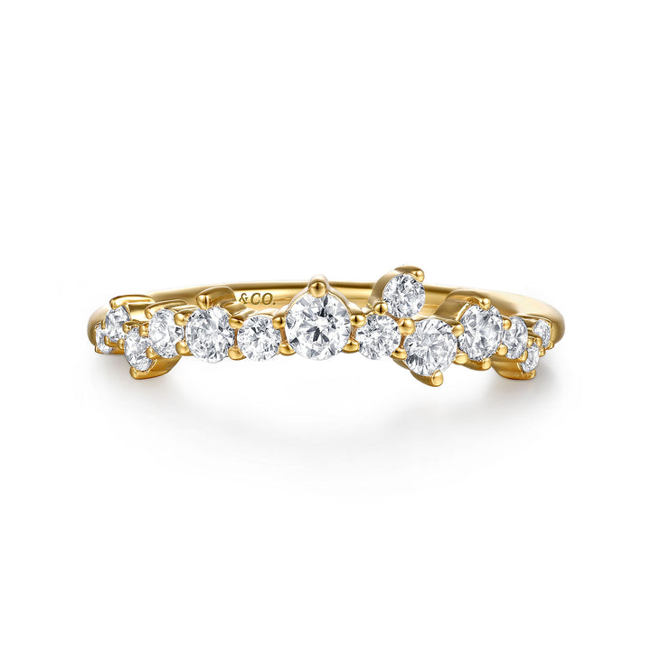 14K Yellow Gold SI G/H 0.50 CTW Diamond Women's Curved Wedding Band
