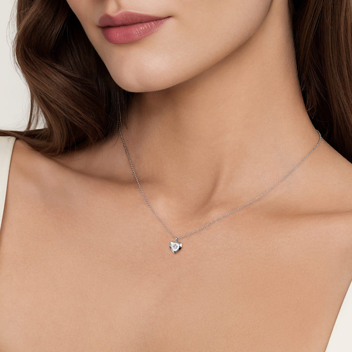 Sterling Silver Gabriel & Co Diamond Cut Heart Pendant Necklace
