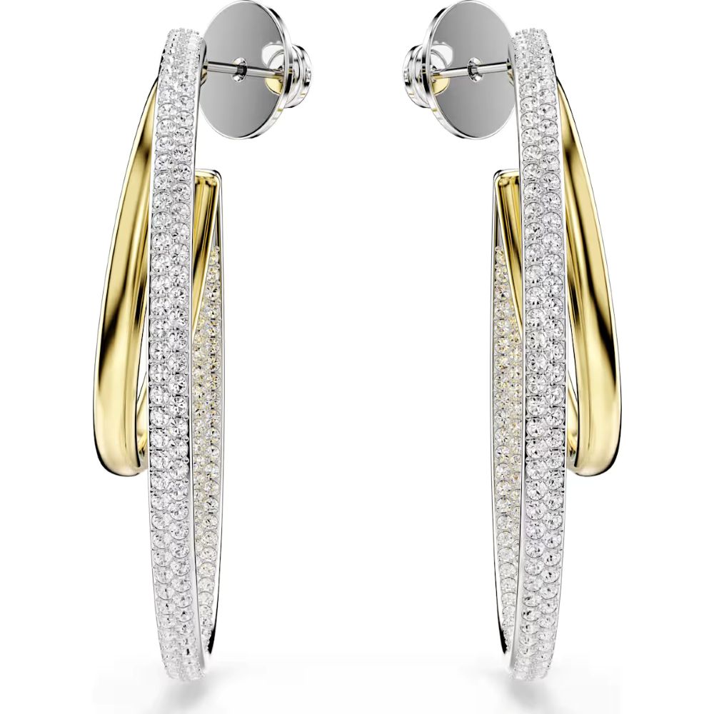 Swarovski Hyperbola Rhodium And Gold-Tone Plated Hoop Earrings With Clear Cubic Zirconia's