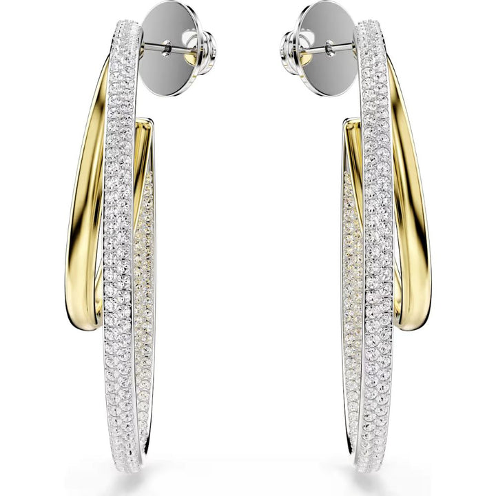 Swarovski Hyperbola Rhodium And Gold-Tone Plated Hoop Earrings With Clear Cubic Zirconia's