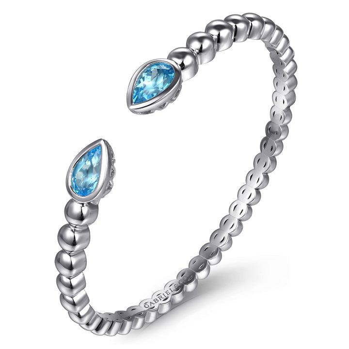 Gabriel & Co. Silver Bangle Bracelet With Blue Topazes