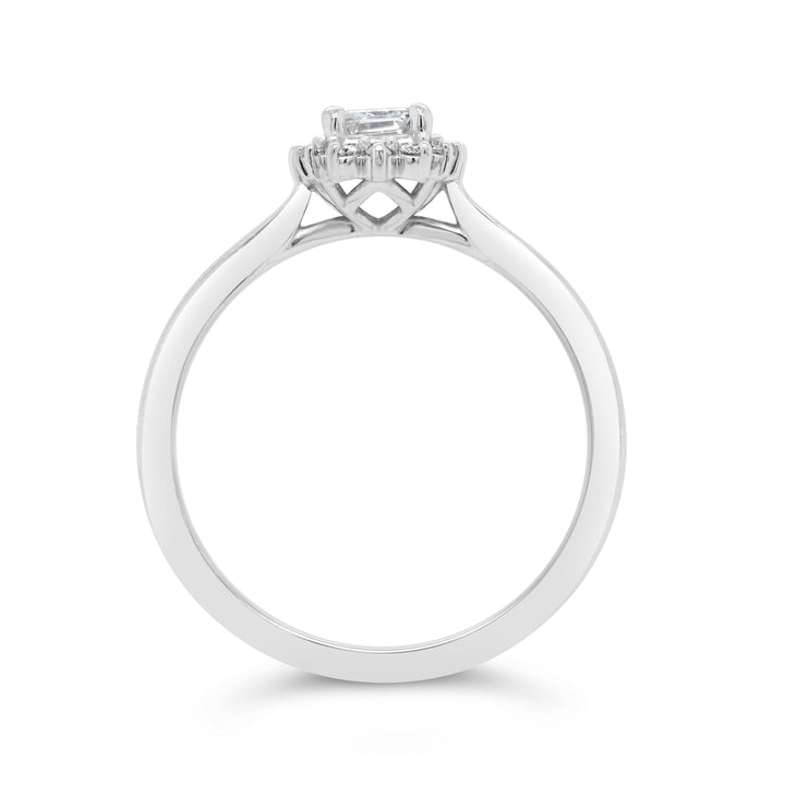 14K White Gold 0.08 CTW Diamond Set Halo Design Semi-Mount Engagement Ring