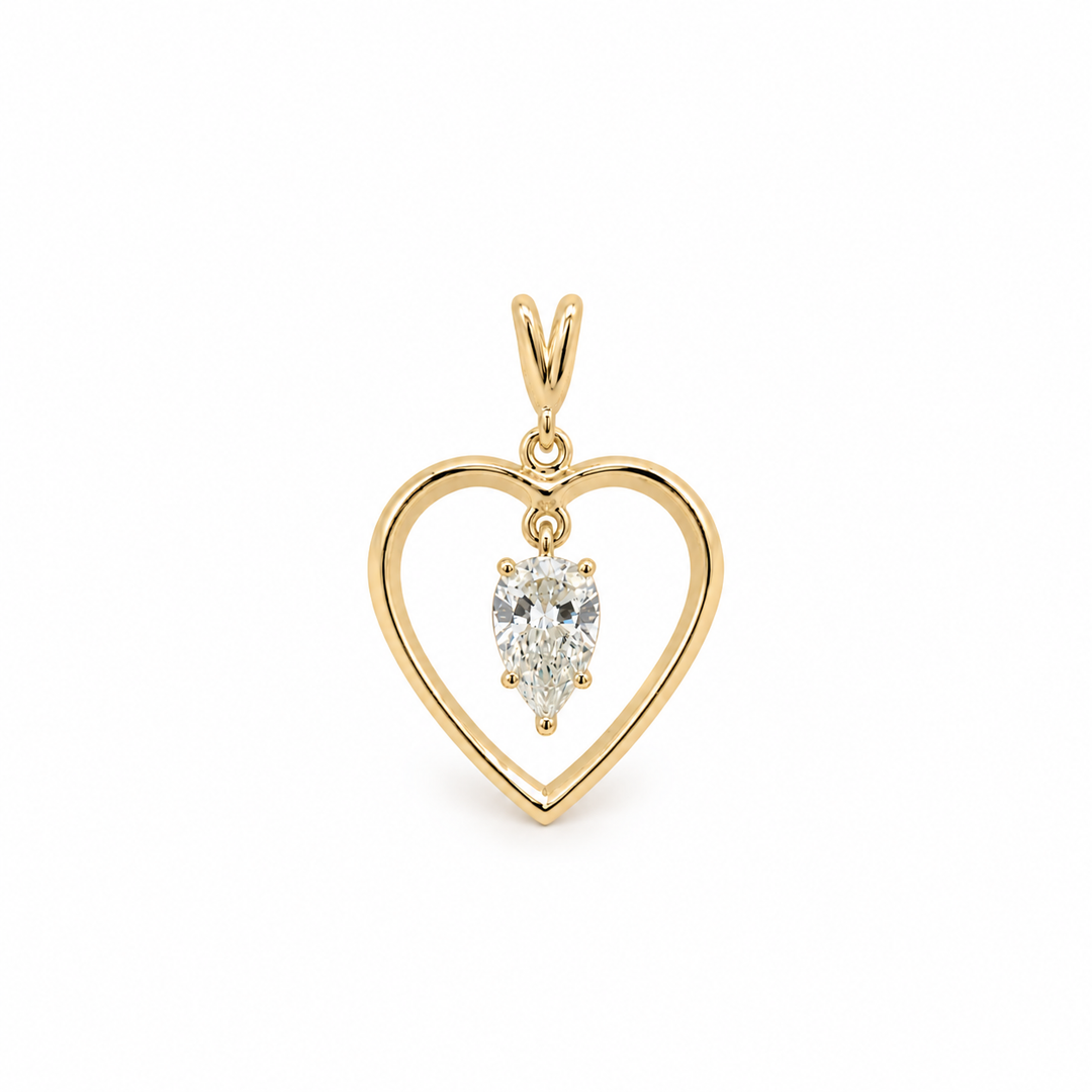 Estate - 14 Karat Yellow And White Gold 0.72 CTW Diamond Heart Pendant