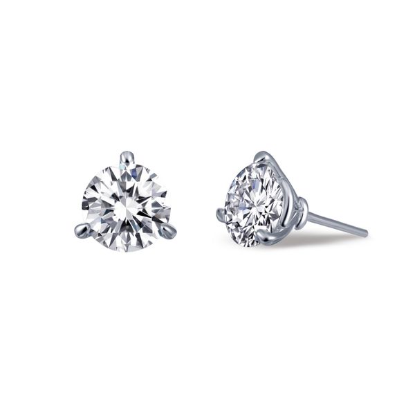 Sterling Silver Round Cubic Zirconia 3-Claw Set Stud Earrings