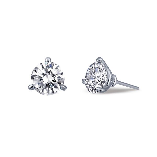 Lafonn Sterling Silver Round Cubic Zirconia 3-Claw Stud Earrings
