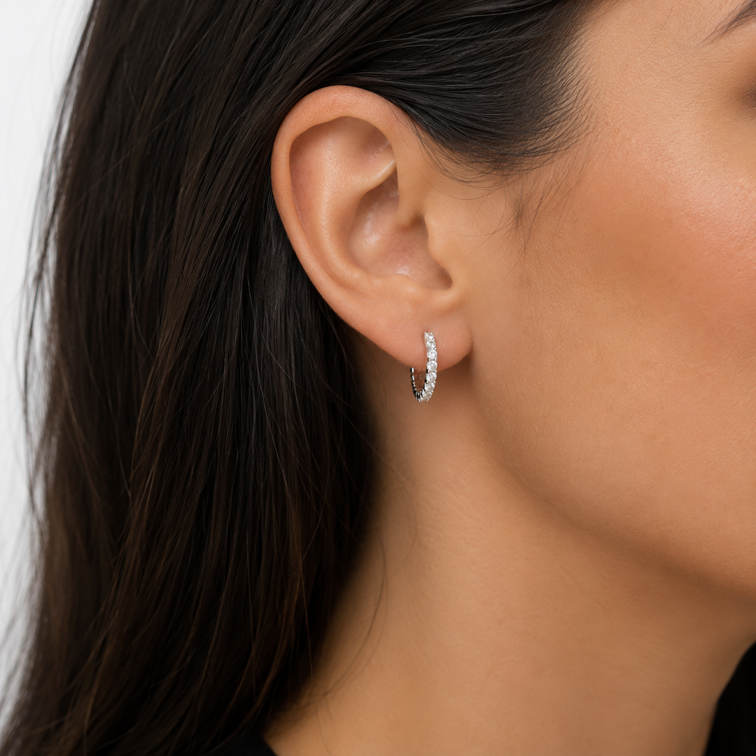 14 Karat White Gold LAB Grown Diamond Hoop Earrings