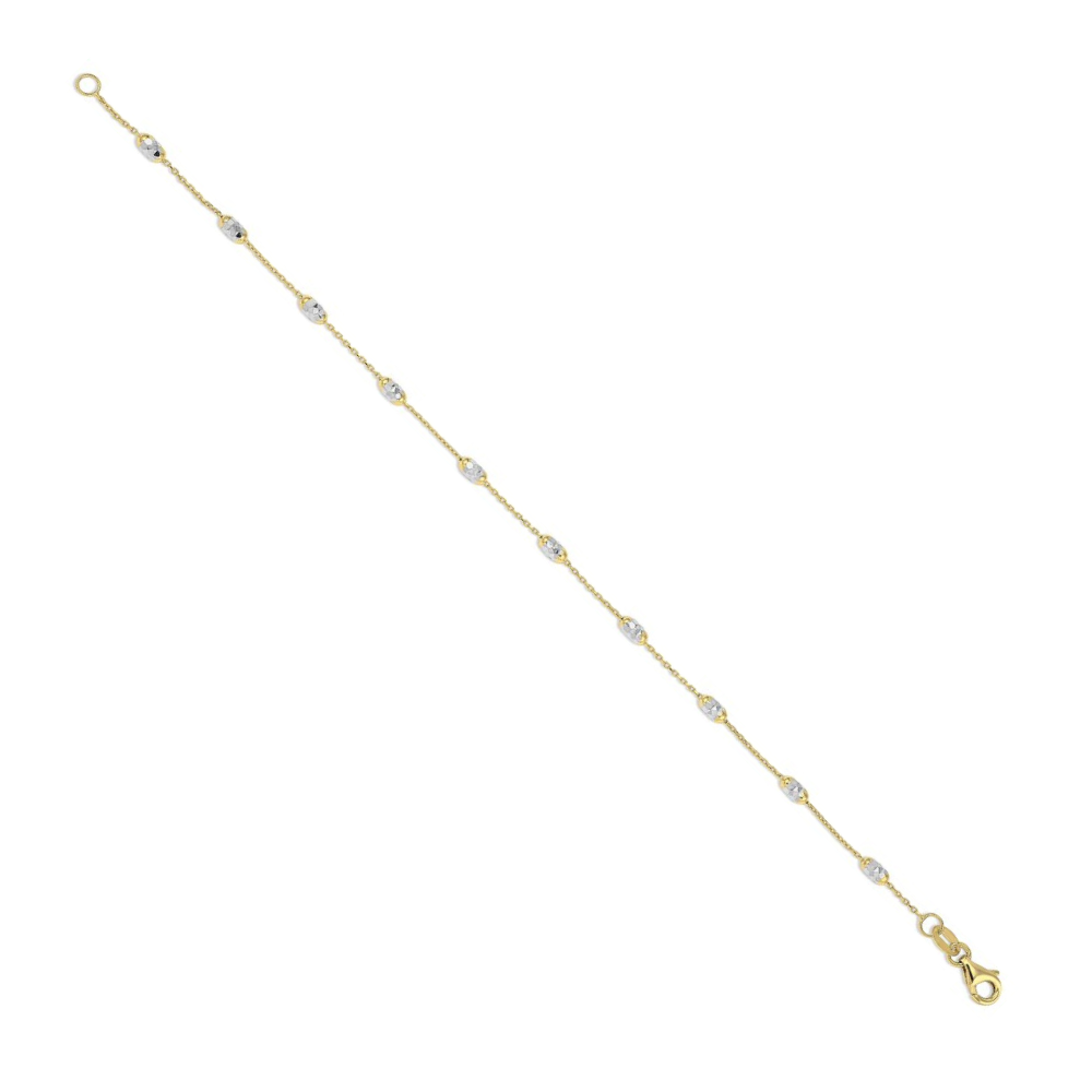10K Yellow And White Gold Fancy Cable Link 7.5 Bracelet