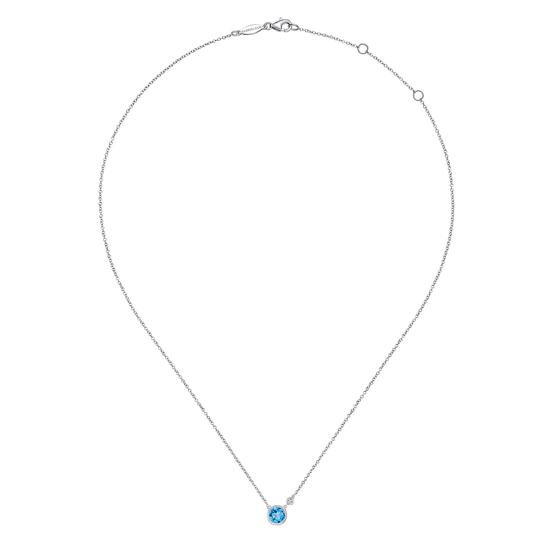 Sterling Silver Gabriel & Co. Diamond and Blue Topaz Necklace