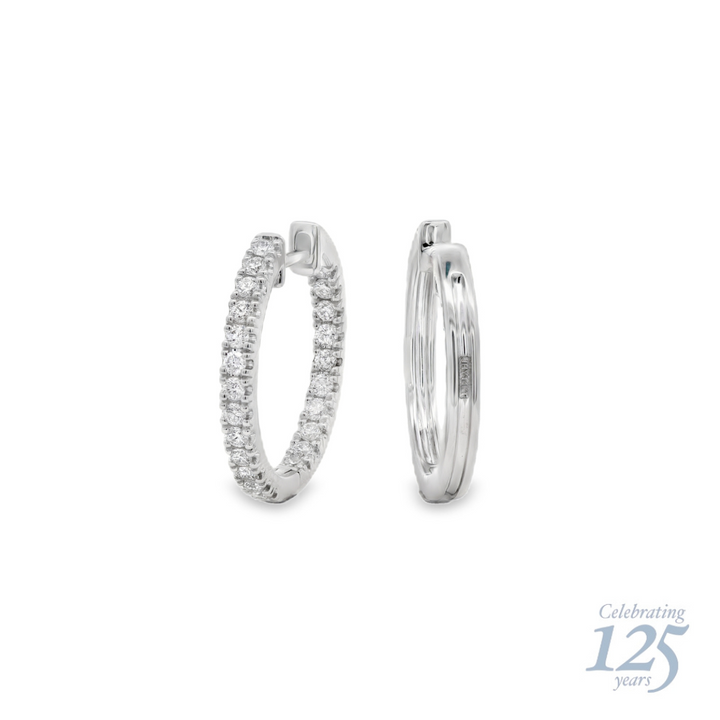 14K White Gold J.H. Young 125th Anniversary 0.59 CTW Diamond Hoop Earrings