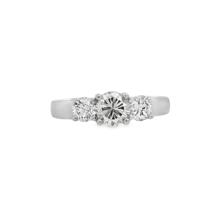 Estate - 14K White Gold 0.86 CTW Diamond Engagement Ring Size 4.5