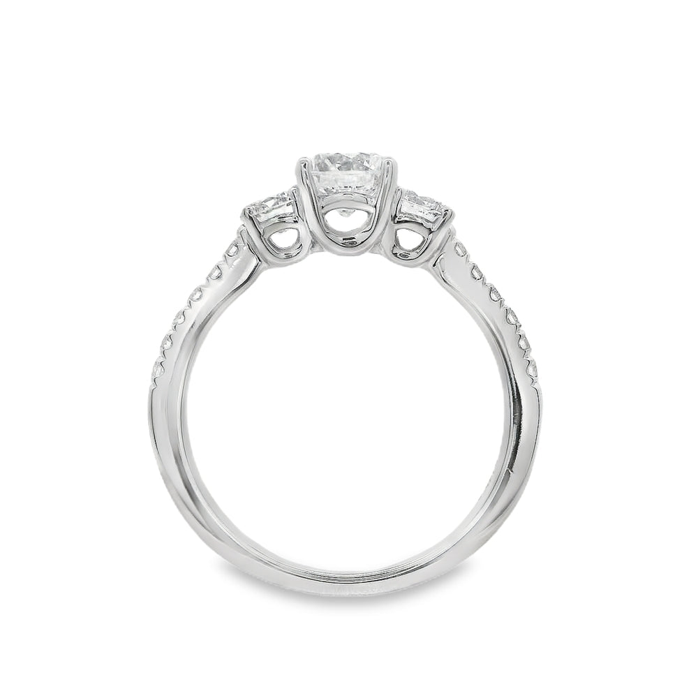 Women's 14K White Gold Three Stone 0.52 CTW Diamond Semi-Mount Engagment Ring