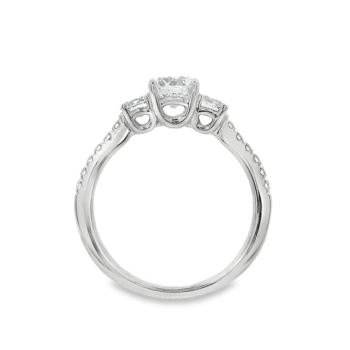 Women's 14K White Gold Three Stone 0.52 CTW Diamond Semi-Mount Engagment Ring