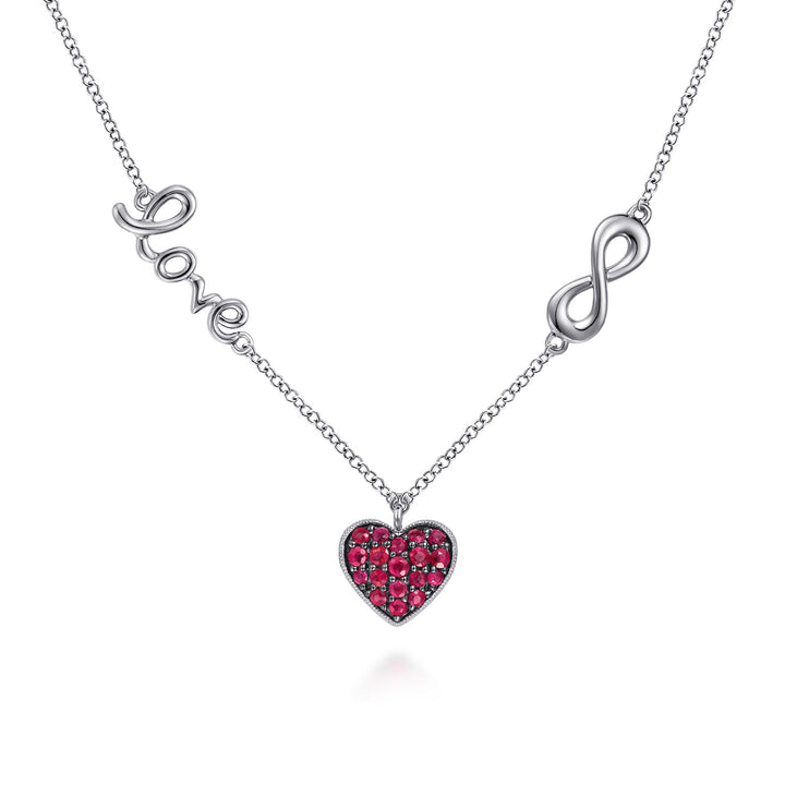 Sterling Silver  Gabriel & Co. Ruby Heart Love Infinity Necklace