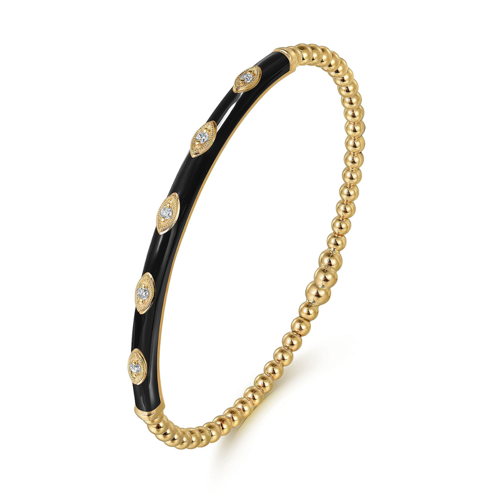 14K Yellow Gold Gabriel & Co. 0.11 CTW Diamond 6.25" Bangle