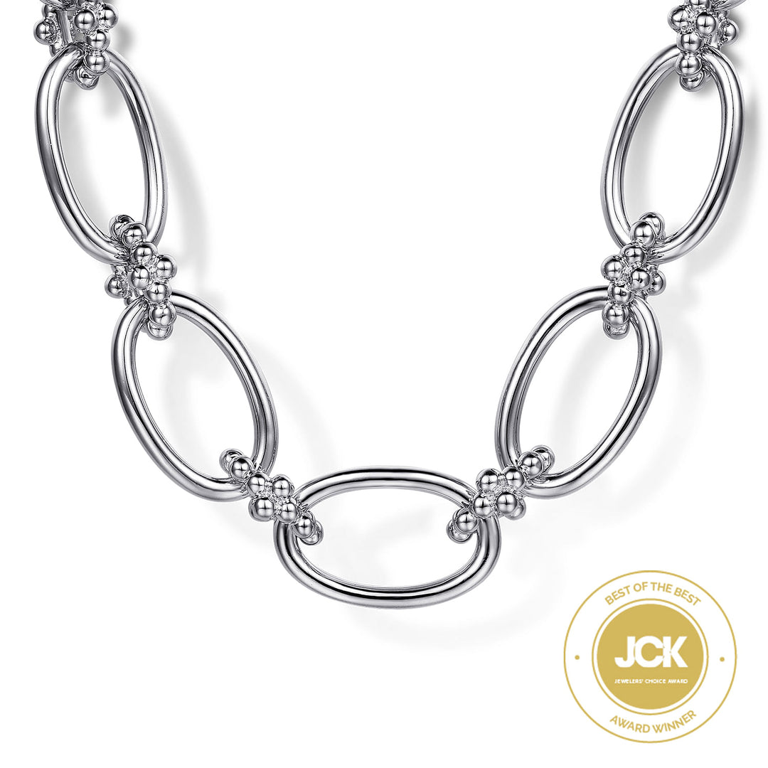 Gabriel & Co. Sterling Silver Large Fancy Oval Link Necklace