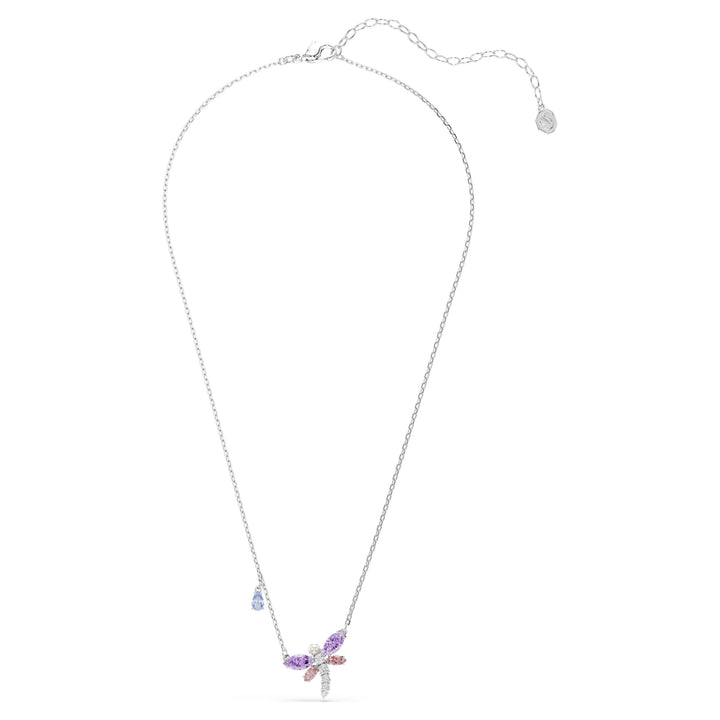 Swarovski Ariana Grande Rhodium Plated Dragonfly Necklace With Multicoloured Cubic Zirconias And Crystal Pearl 5737383