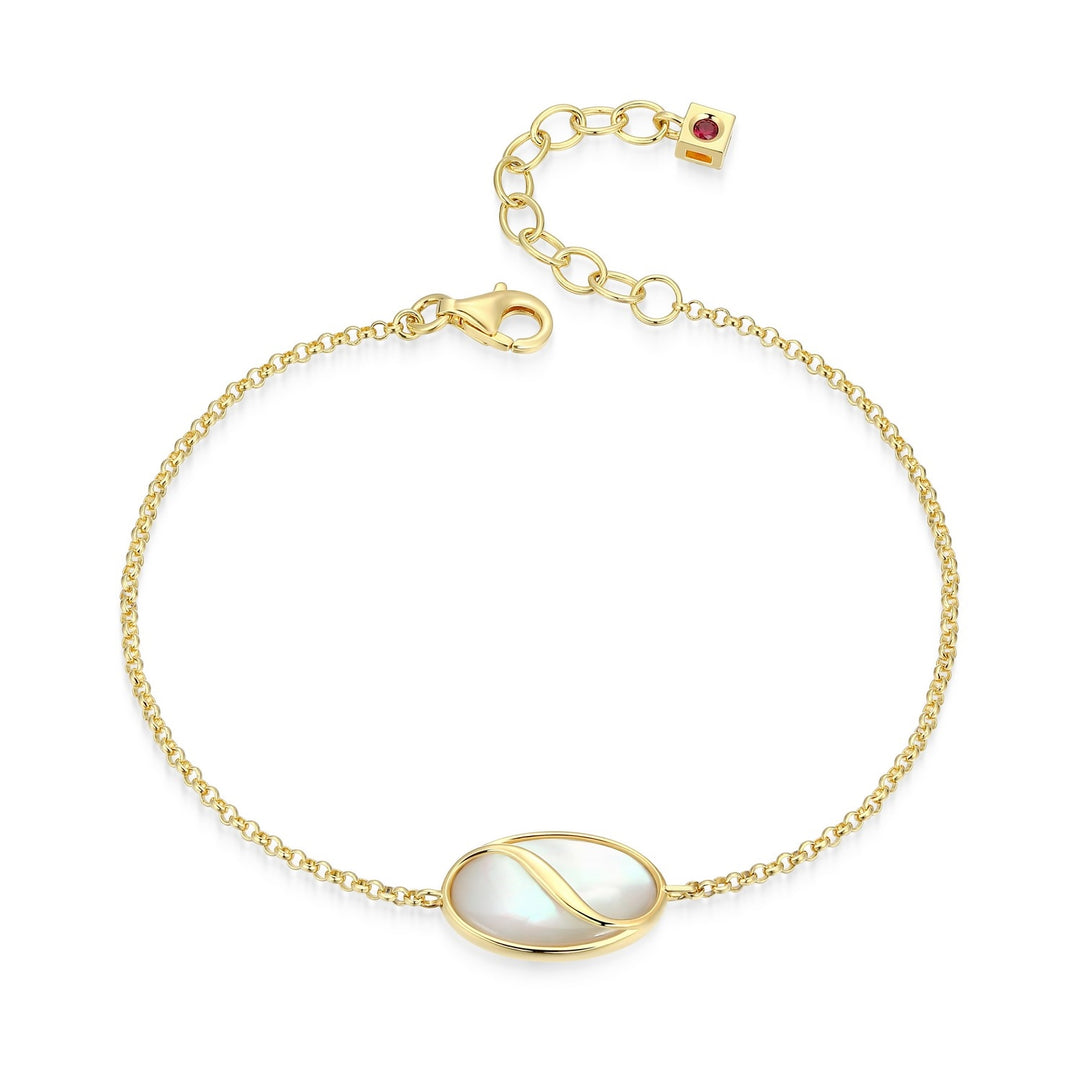 ELLE Silver Yellow Gold Plated Bracelet With Mother Of Pearl
