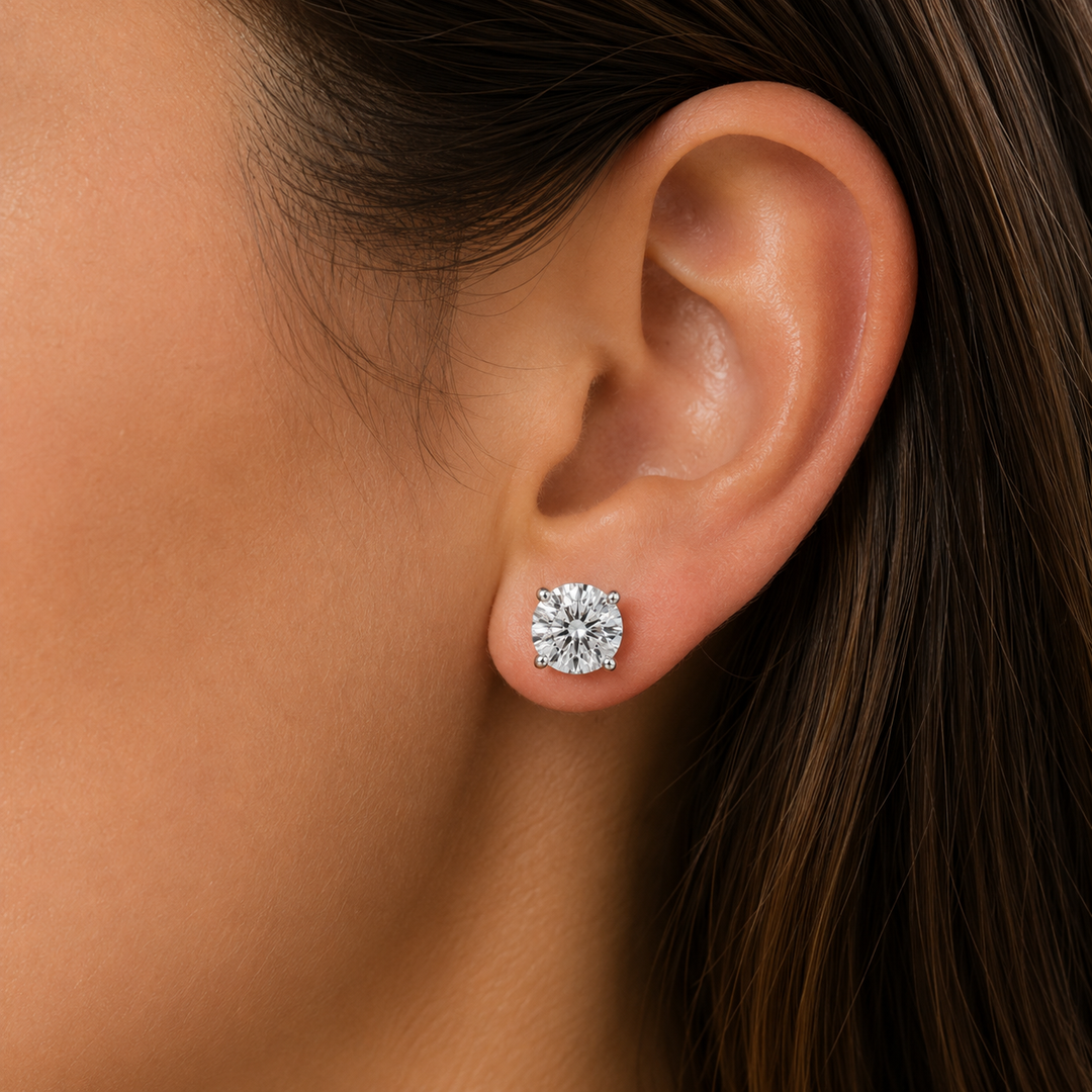 14K White Gold 4.04CTW LAB Grown Diamond Stud Earrings