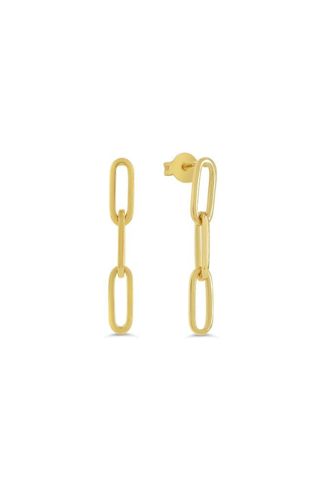 sempreORO Sterling Silver 14 Karat Gold Bonded Paperclip Dangle Earrings