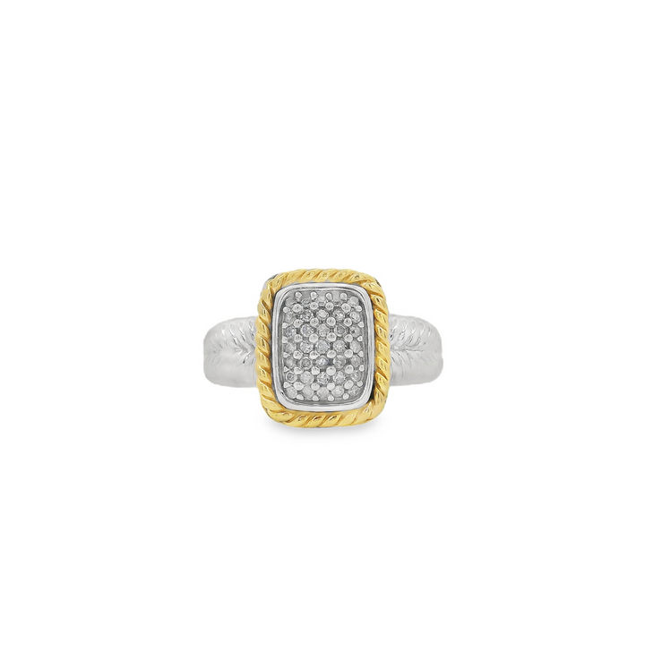 Estate - 10K White And Yellow Gold 0.18 CTW Diamond Ring Size 7