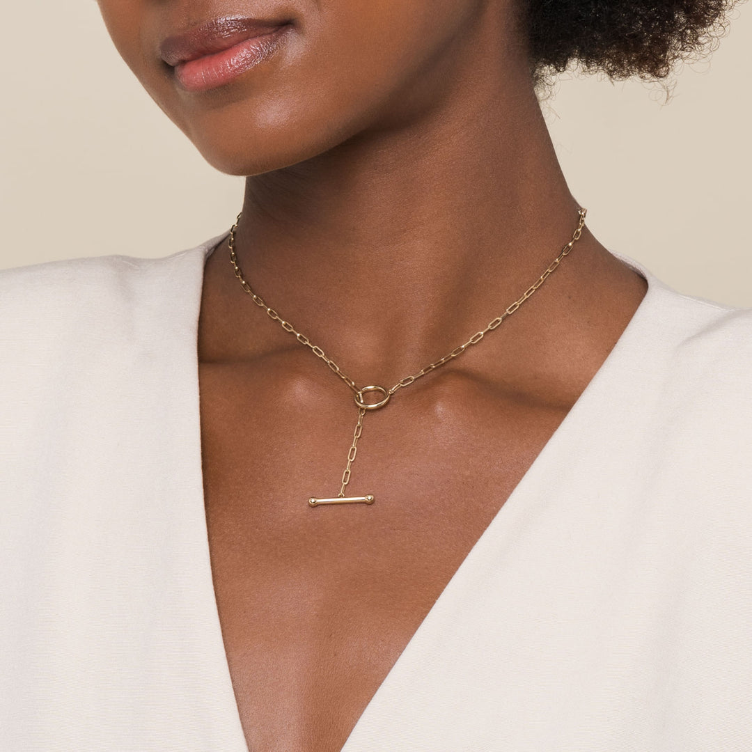 14K Yellow Gold Gabriel & Co. Paprclip Link Necklace With Toggle Clasp
