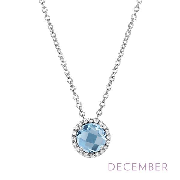 Lafonn Silver Birthstone - December Halo Pendant With Blue Topaz [640-07314]
