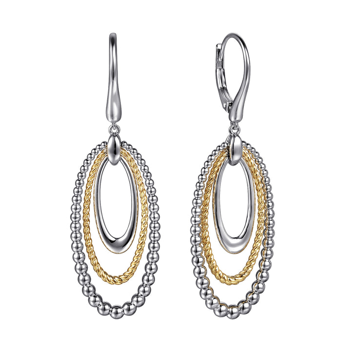 Sterling Silver And 14K Yellow Gold Gabriel & Co. Oval Dangle Earrings
