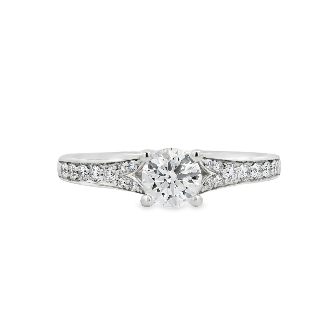 Estate - 18K White Gold 0.53 CT Canadian Diamond Engagement Ring. Size 7.25
