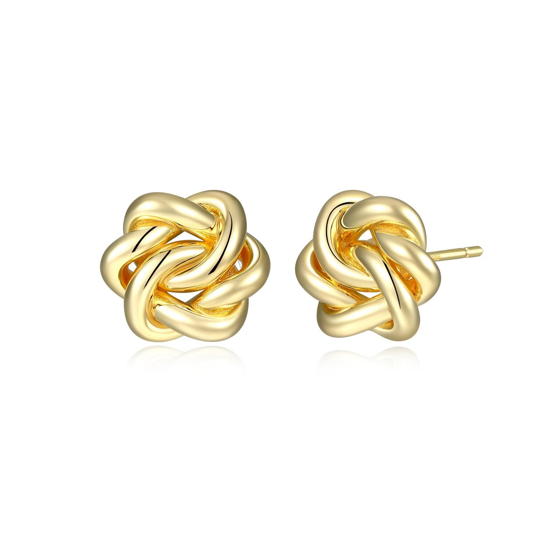 Yellow Gold Plated Sterling Silver ELLE Knot Stud Earrings