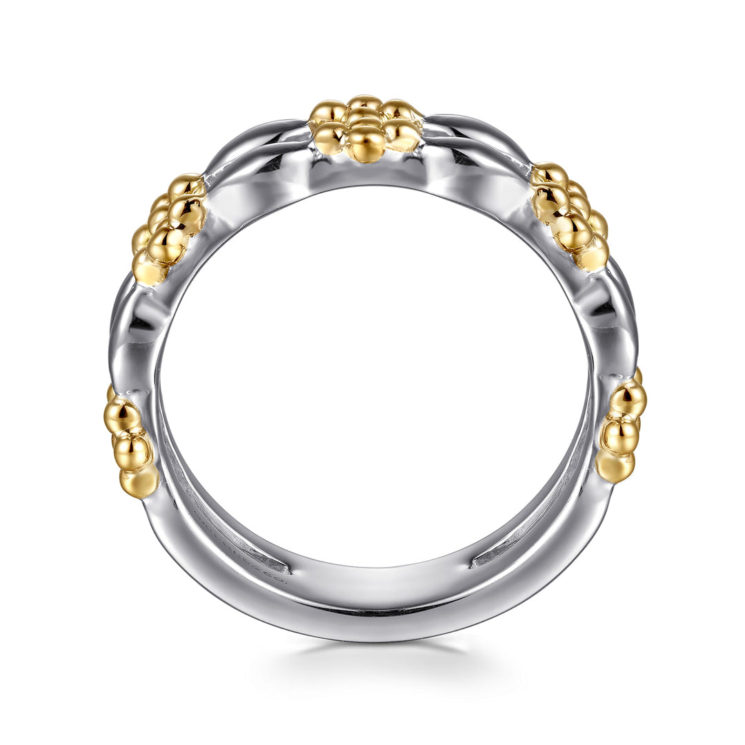 Sterling Silver And 14K Yellow Gold Gabriel & Co. Two-Row Stackable Ring