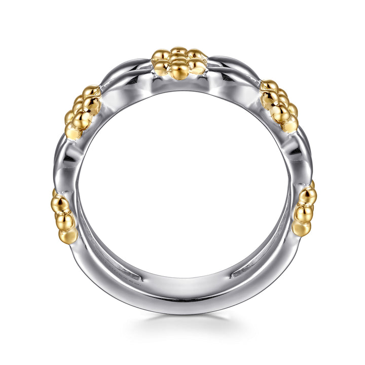 Sterling Silver And 14K Yellow Gold Gabriel & Co. Two-Row Stackable Ring