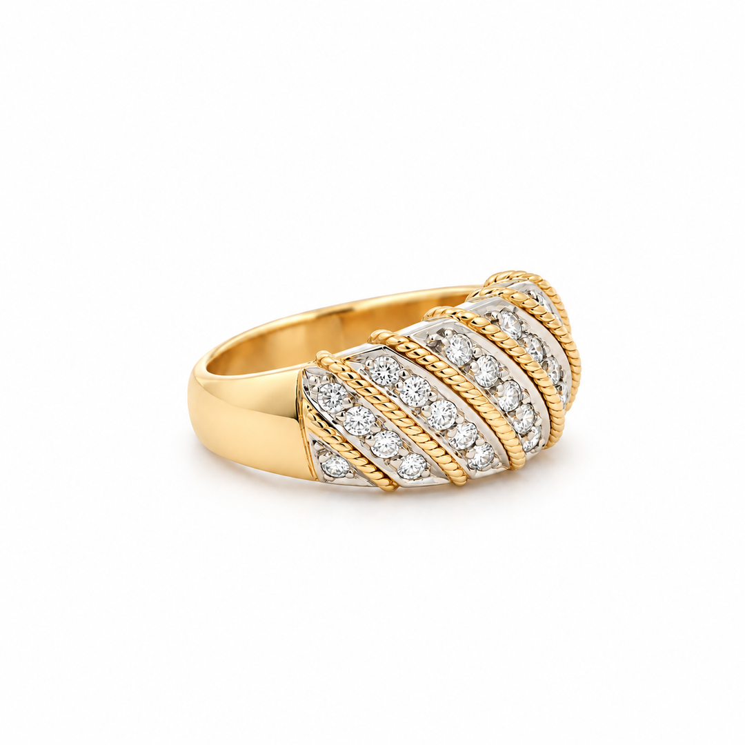Estate - 14 Karat Yellow And White Gold 0.66 CTW Diamond Set Women's Ring, Size 7.25