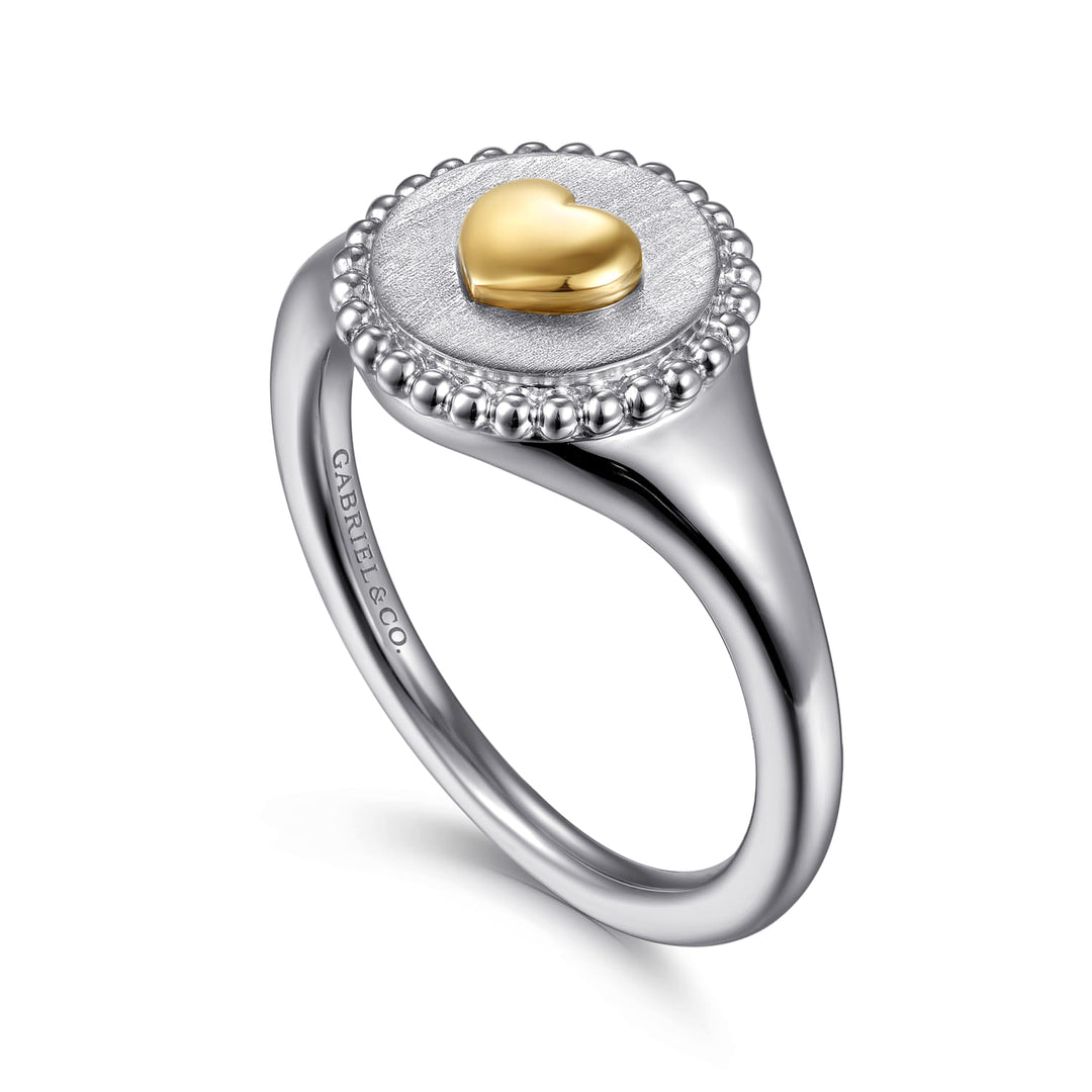 Sterling Silver And 14K Yellow Gold Gabriel & Co. Heart Ring