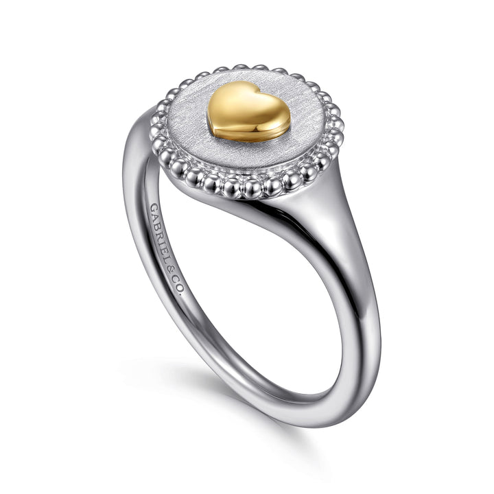 Sterling Silver And 14K Yellow Gold Gabriel & Co. Heart Ring