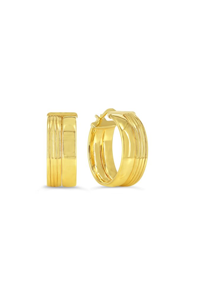 sempreORO Sterling Silver 14 Karat Gold Bonded 15mm Double-Row Hoop Earrings